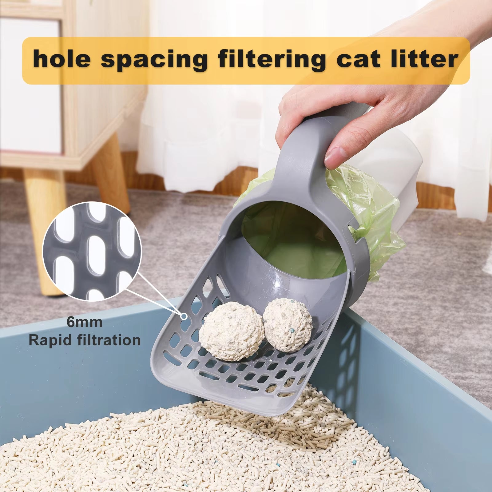 Batstet crown Cat Litter Shovel Scoop with Refill Bag for Pet Filter Clean Toilet Garbage Picker